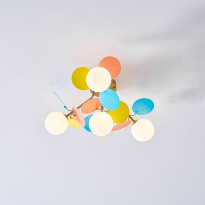 Colorful Round Pendant Lamp Metal Acrylic Ceiling Light