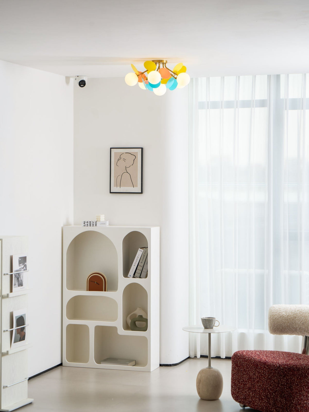 Colorful Round Pendant Lamp Metal Acrylic Ceiling Light