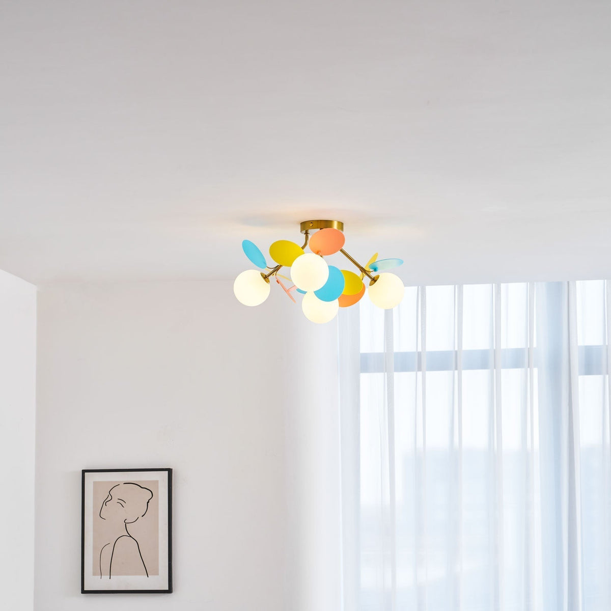 Colorful Round Pendant Lamp Metal Acrylic Ceiling Light