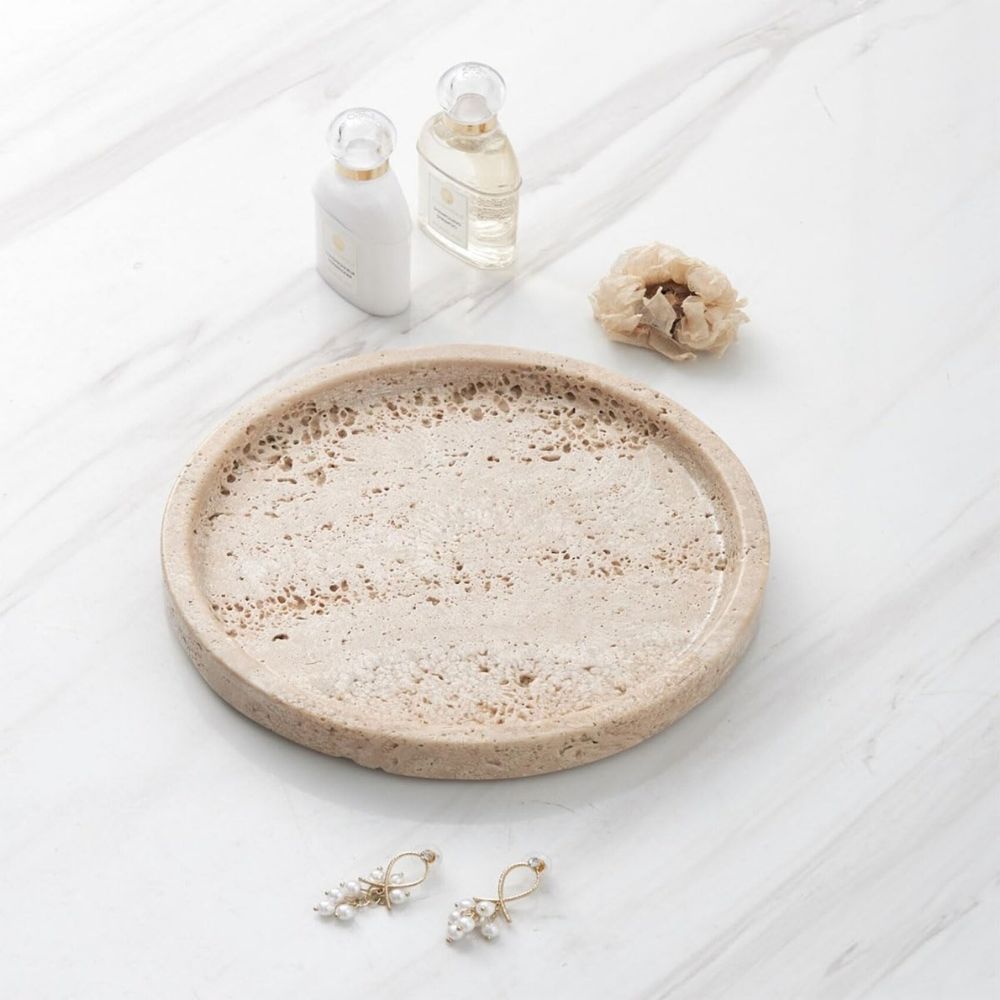 Round Natural Stone Serving Tray