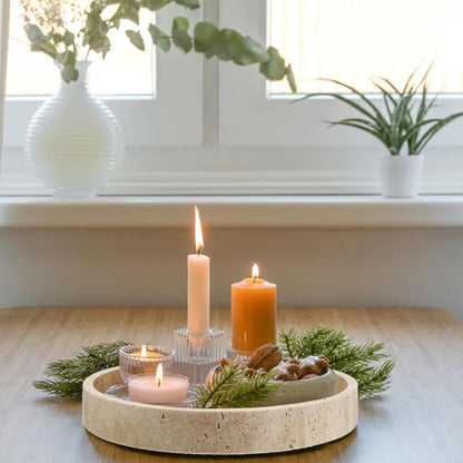 Round Natural Stone Serving Tray
