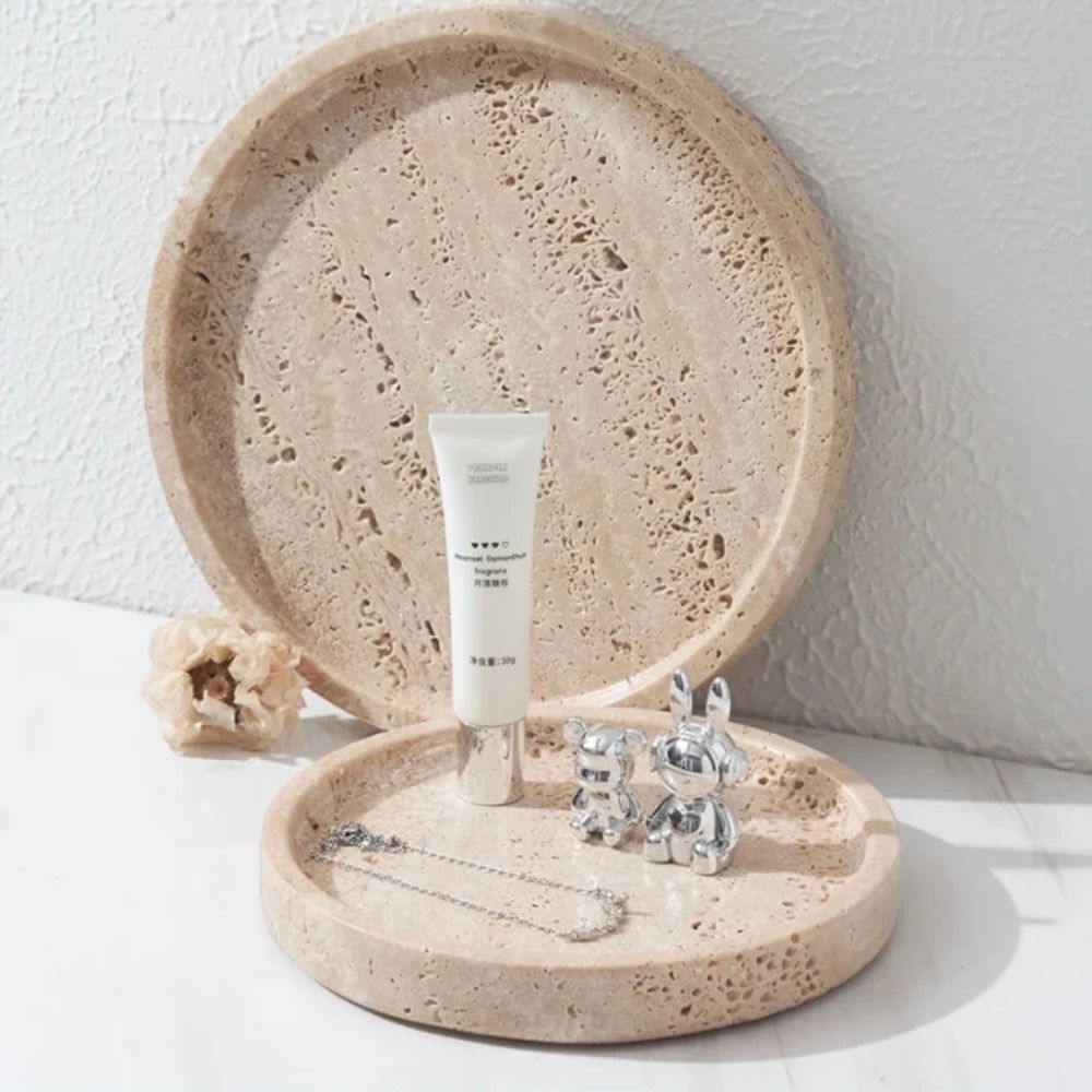 Round Natural Stone Serving Tray
