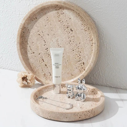 Round Natural Stone Serving Tray
