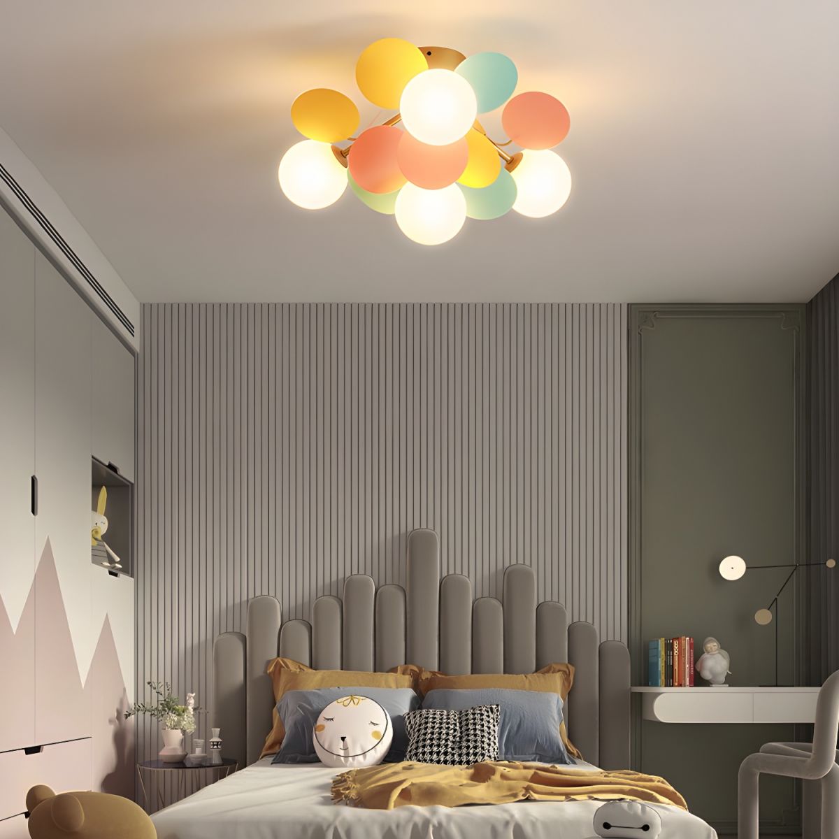 Colorful Round Pendant Lamp Metal Acrylic Ceiling Light