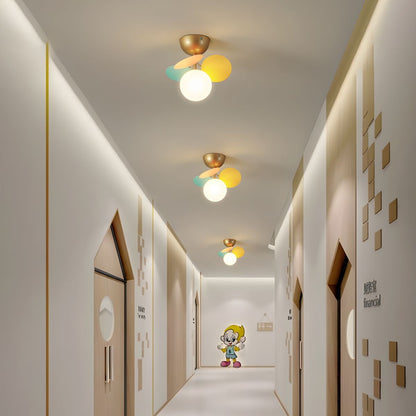 Colorful Round Pendant Lamp Metal Acrylic Ceiling Light