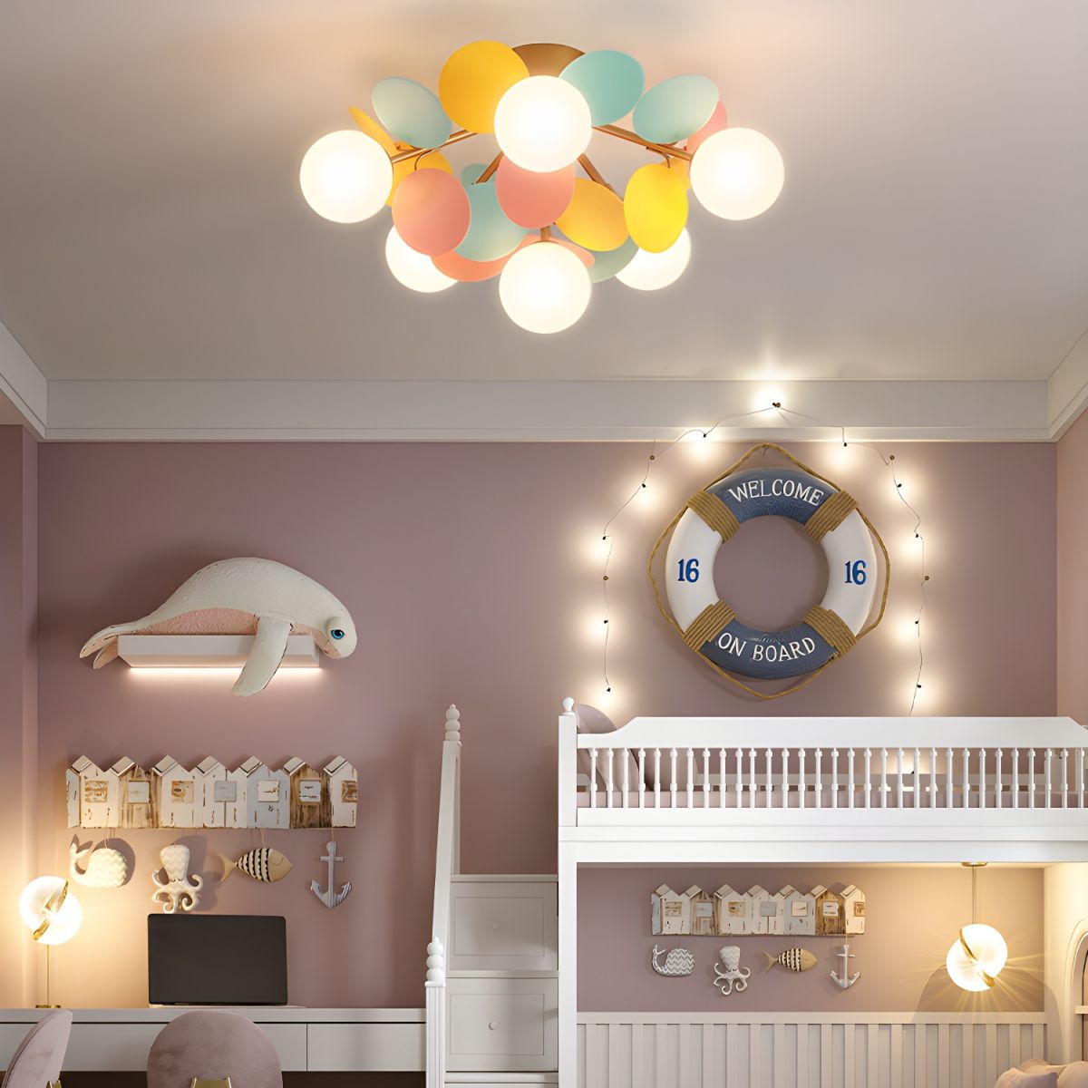 Colorful Round Pendant Lamp Metal Acrylic Ceiling Light