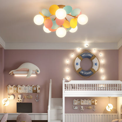 Colorful Round Pendant Lamp Metal Acrylic Ceiling Light