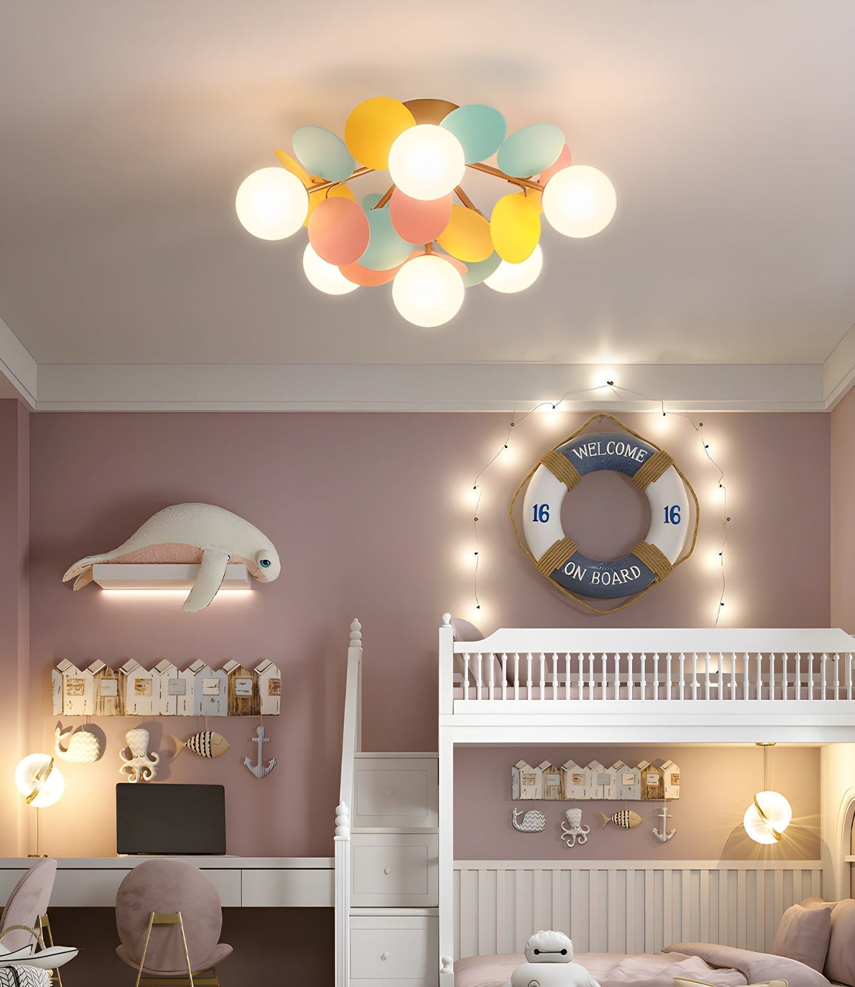Colorful Round Pendant Lamp Metal Acrylic Ceiling Light
