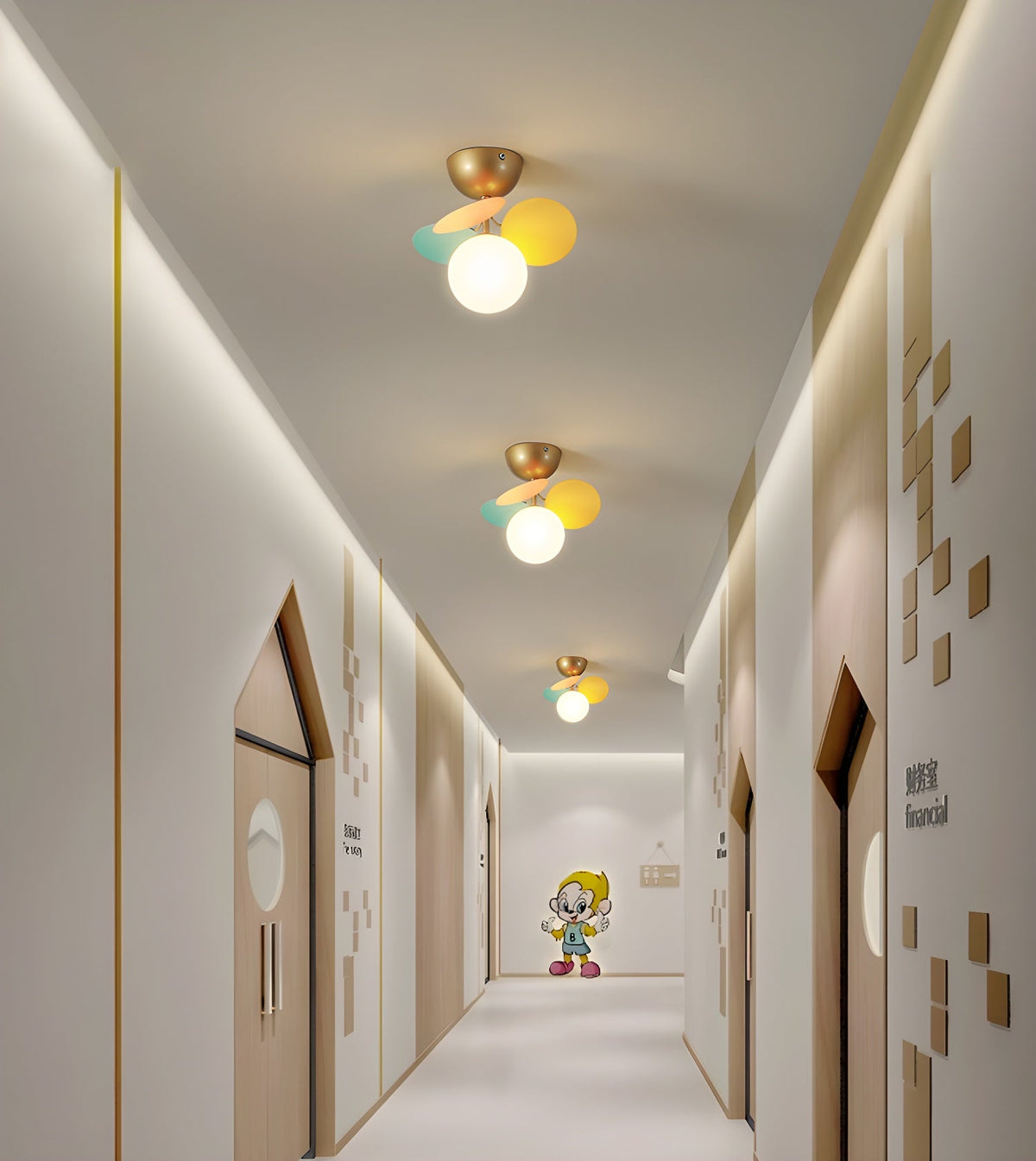 Colorful Round Pendant Lamp Metal Acrylic Ceiling Light