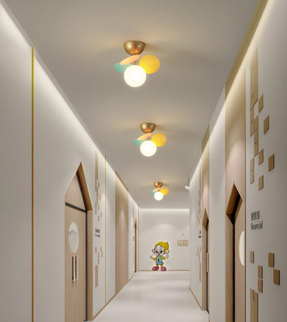 Colorful Round Pendant Lamp Metal Acrylic Ceiling Light