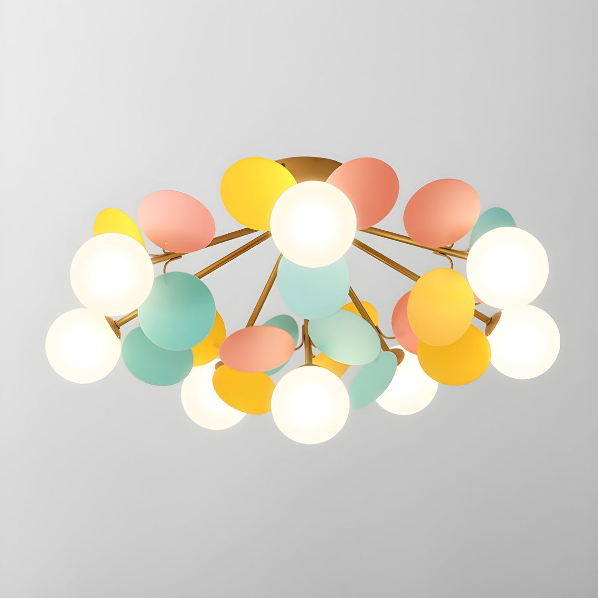 Colorful Round Pendant Lamp Metal Acrylic Ceiling Light