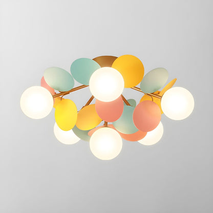 Colorful Round Pendant Lamp Metal Acrylic Ceiling Light