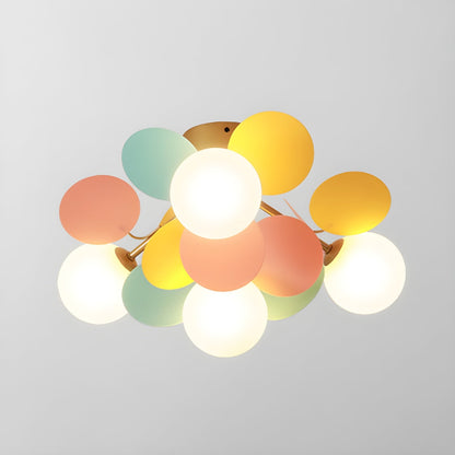 Colorful Round Pendant Lamp Metal Acrylic Ceiling Light