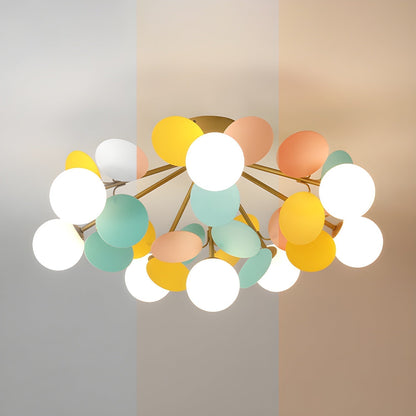 Colorful Round Pendant Lamp Metal Acrylic Ceiling Light