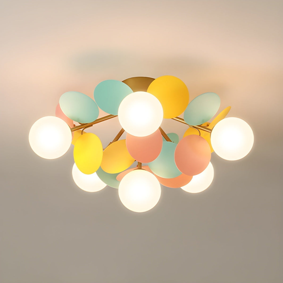 Colorful Round Pendant Lamp Metal Acrylic Ceiling Light
