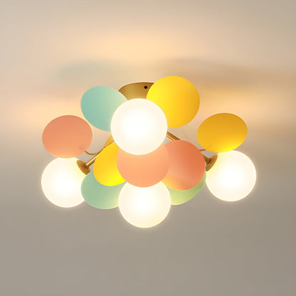 Colorful Round Pendant Lamp Metal Acrylic Ceiling Light