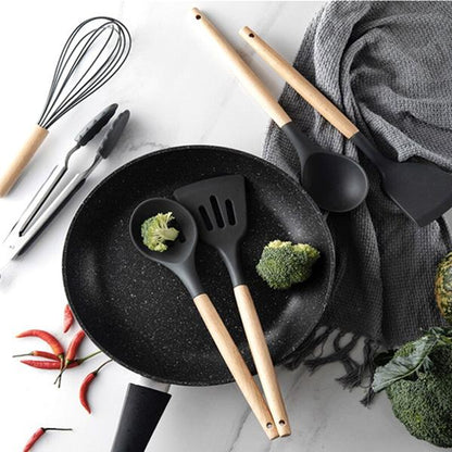 Natural Kitchen Tools with Wood Grips
