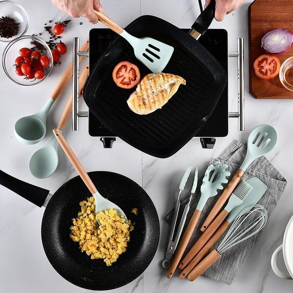 Natural Kitchen Tools with Wood Grips