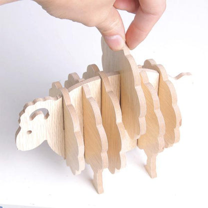 Natural Wood Sheep Coasters Set of 6