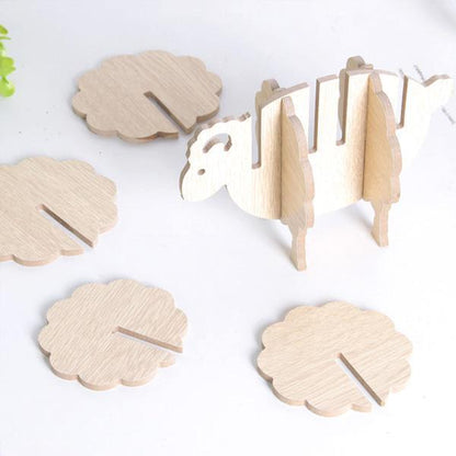 Natural Wood Sheep Coasters Set of 6
