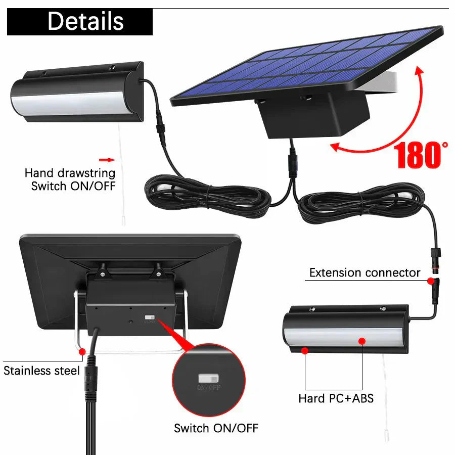 Waterproof Solar Powered Lamp with 3m Cord