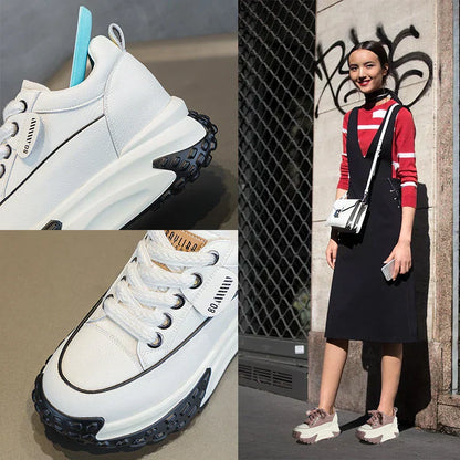 Low Heel Leather Platform Sneakers