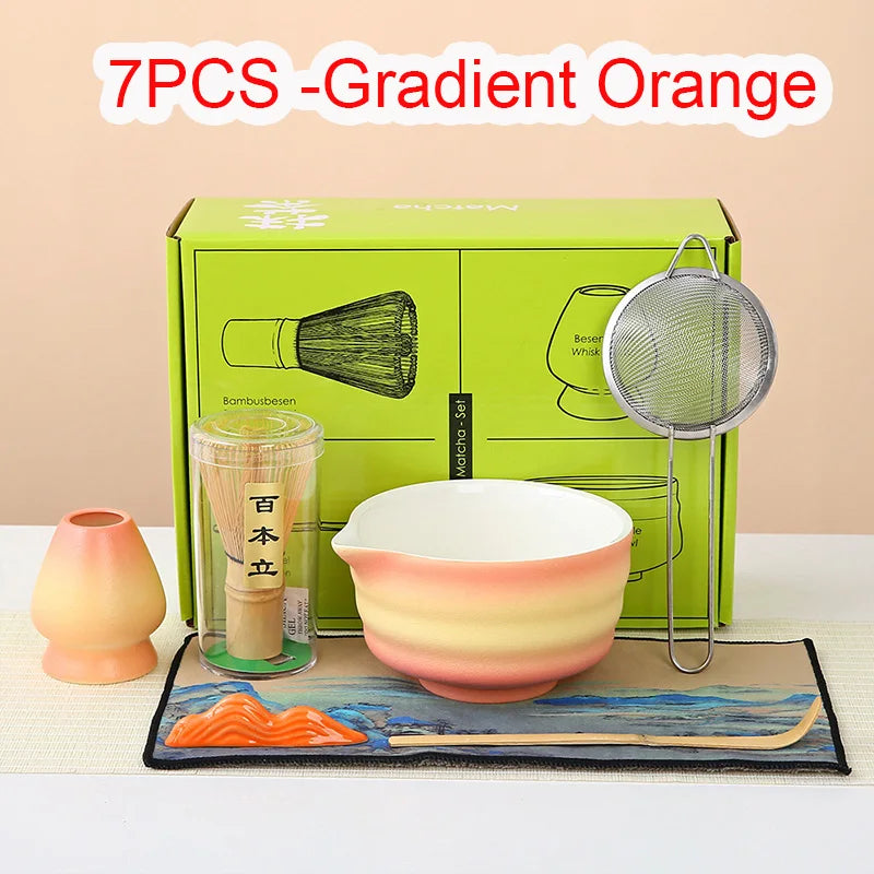 Premium Green Tea Starter Kit Bamboo Ceramic Set