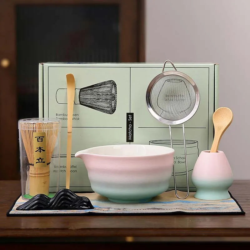 Premium Green Tea Starter Kit Bamboo Ceramic Set