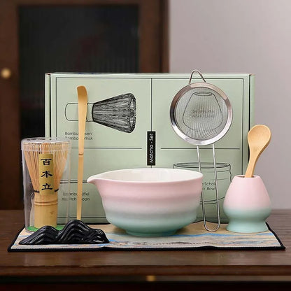 Premium Green Tea Starter Kit Bamboo Ceramic Set