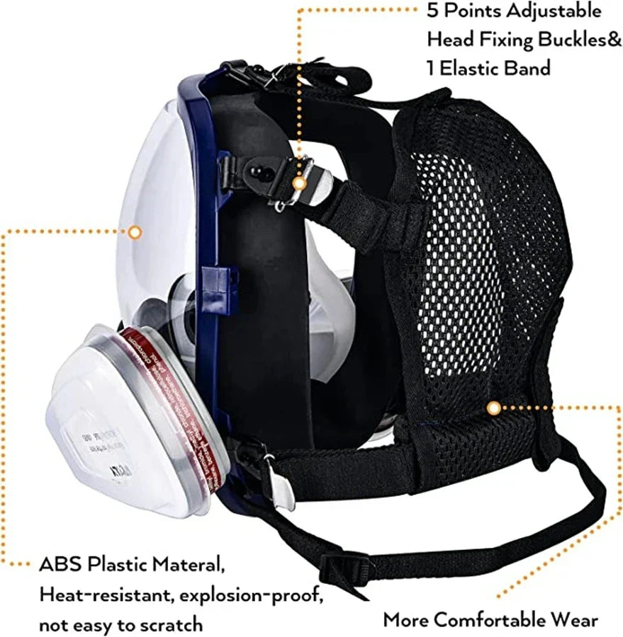 Protec | Full Face Respirator Mask with Fog-Free Lens and Air Filters