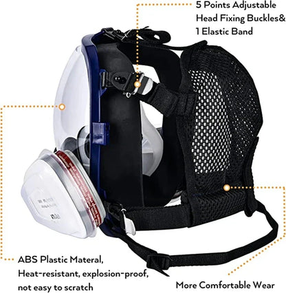 Protec | Full Face Respirator Mask with Fog-Free Lens and Air Filters