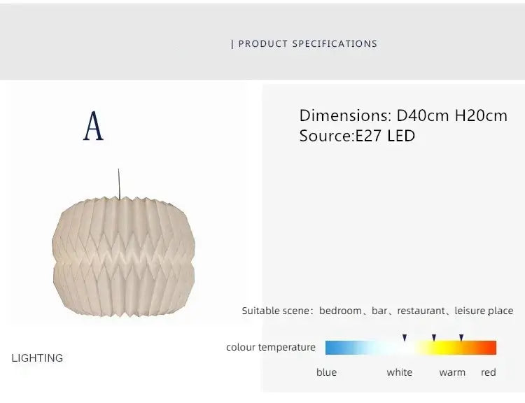 Beautiful Folded Paper Hanging Lamp