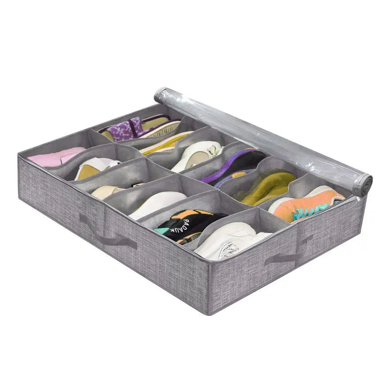 Compact Underbed Shoe Storage Rack 12 Pair Holder - Cofik