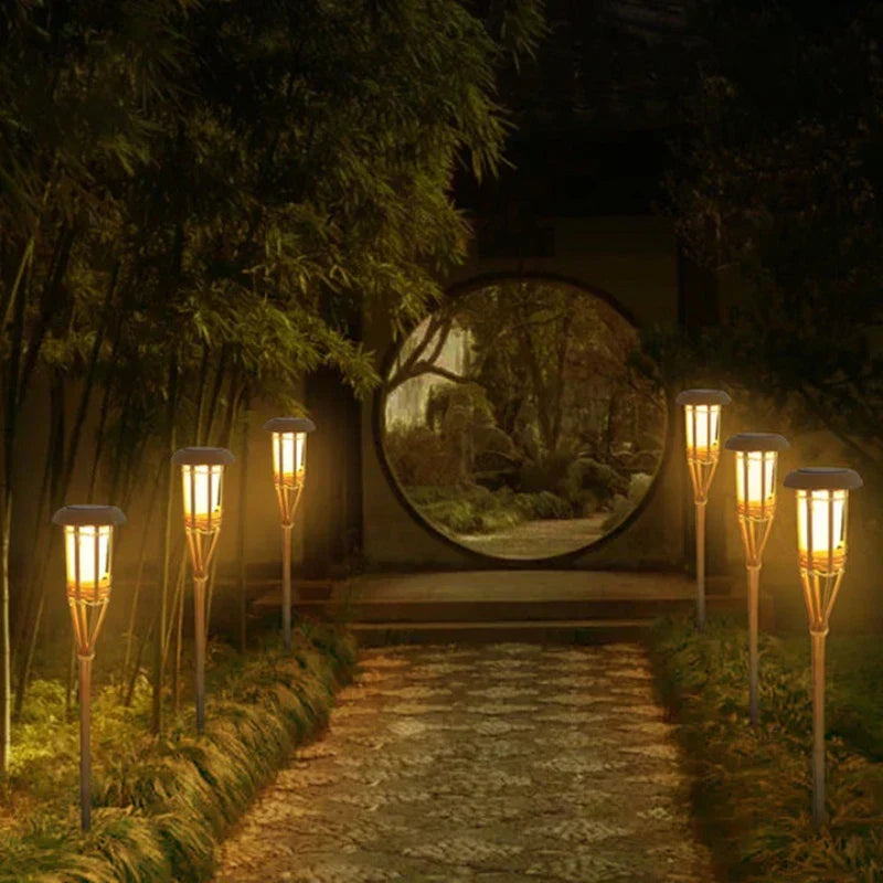 Outdoor Solar Powered Flame Lights Set