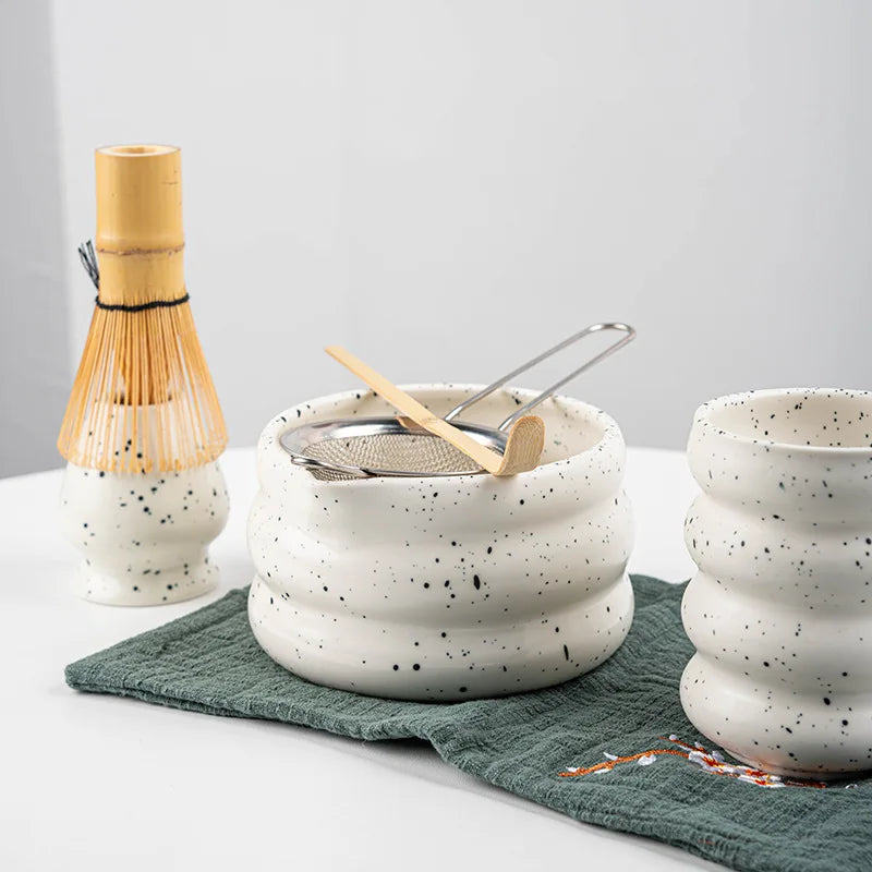 Natural Bamboo Matcha Tea Set 7 Piece Ceramic