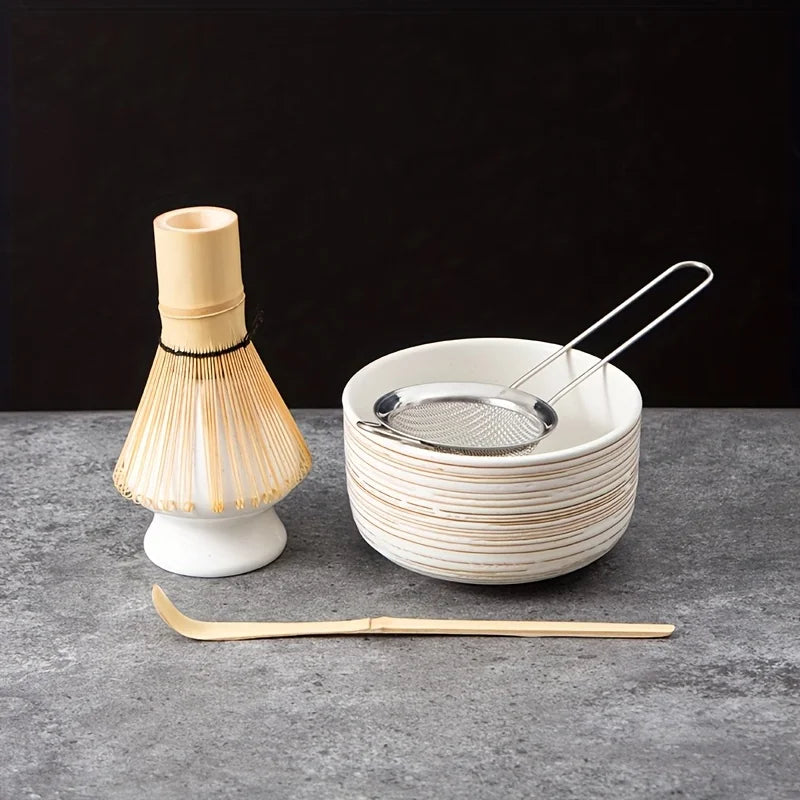Traditional Japanese Matcha Tea Set 6 Piece Ceramic Bowl