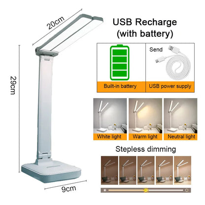 Compact LED Desk Light with 3 Brightness Modes