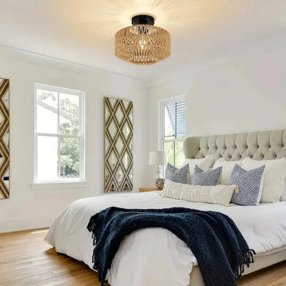 Natural Bamboo Pendant LED Ceiling Lamp