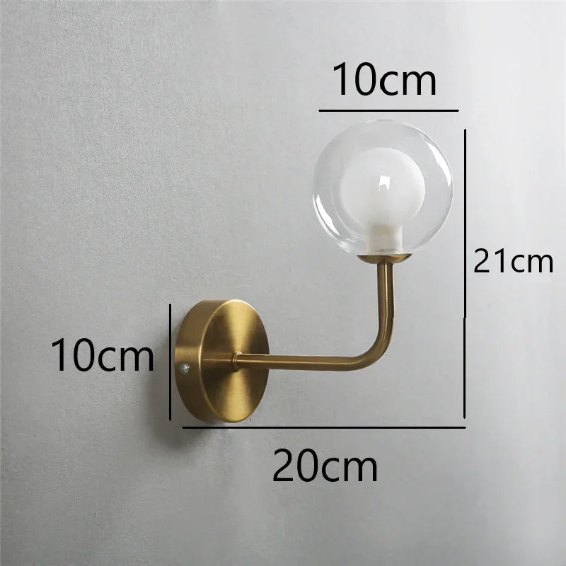 Sleek Metal Glass Globe Wall Light