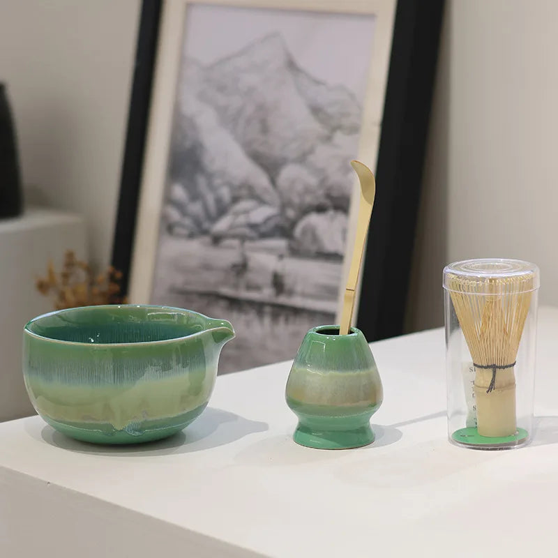 Delicate Green Tea Ceramic 4-Piece Gift Set