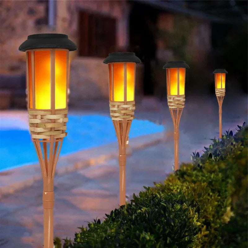 Outdoor Solar Powered Flame Lights Set