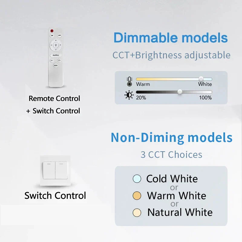 Slim LED Wooden Ceiling Lamp with Remote Control