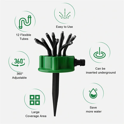 Easy 12-in-1 Lawn Watering System with Adjustable Sprayer