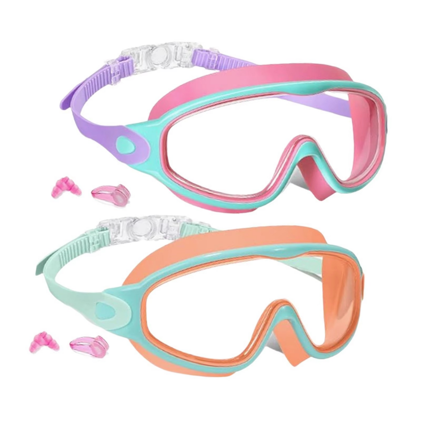 Kids Swim Goggles - Leakproof Panoramic Mask with Earplugs - Cofik