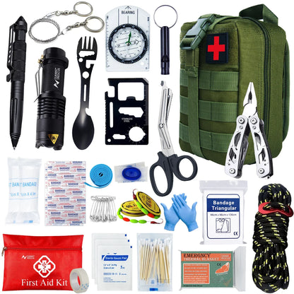Ultimate 24-Piece Survival Kit for Camping & Emergency