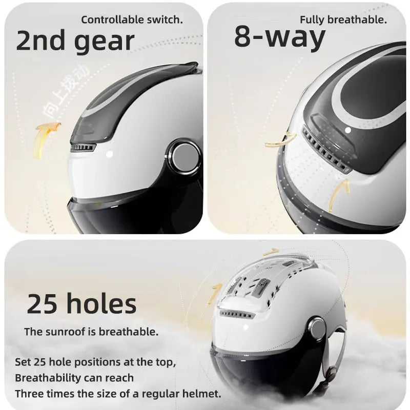 Lightweight Open Face Motorbike Helmet with Dual Visor