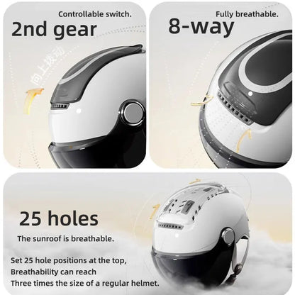Lightweight Open Face Motorbike Helmet with Dual Visor