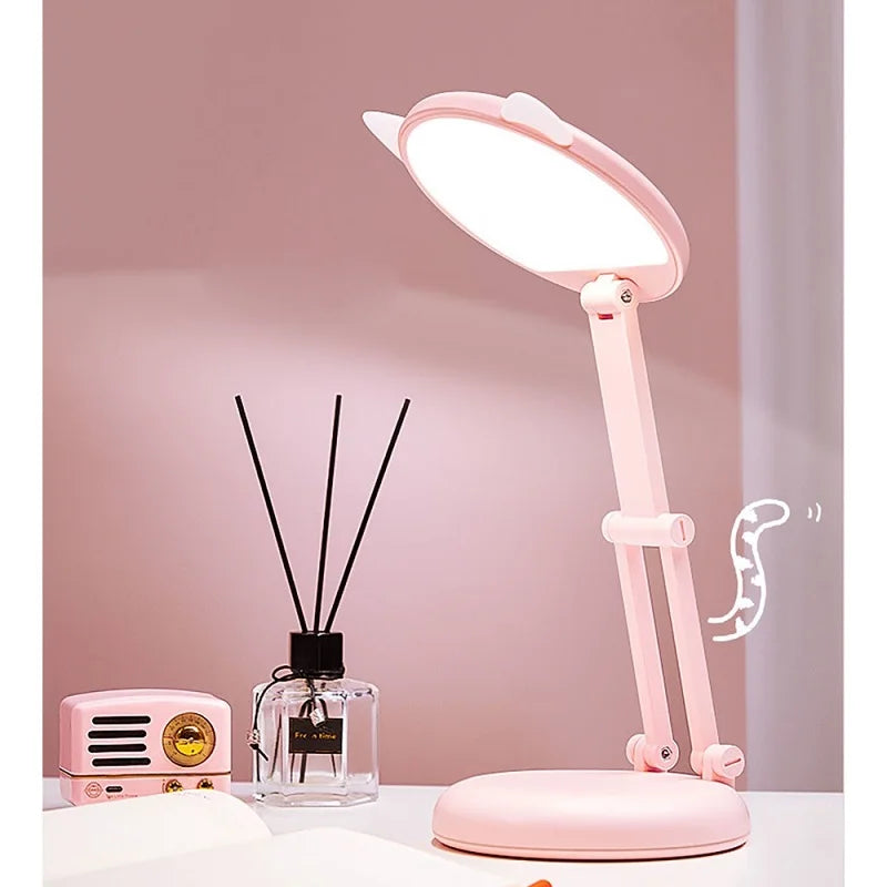 Compact Pink Cat Ear Table Lamp