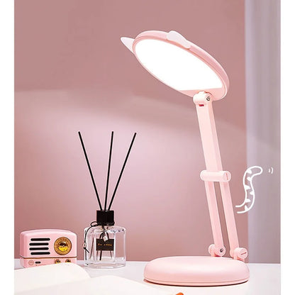 Compact Pink Cat Ear Table Lamp