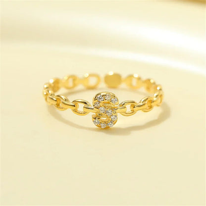 Delicate Initial Diamond Letter Ring